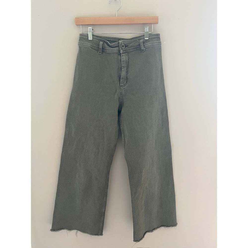 Miou Muse Straight Wide Leg Denim Pants Dusty Sage Green MMP623 Womens Large